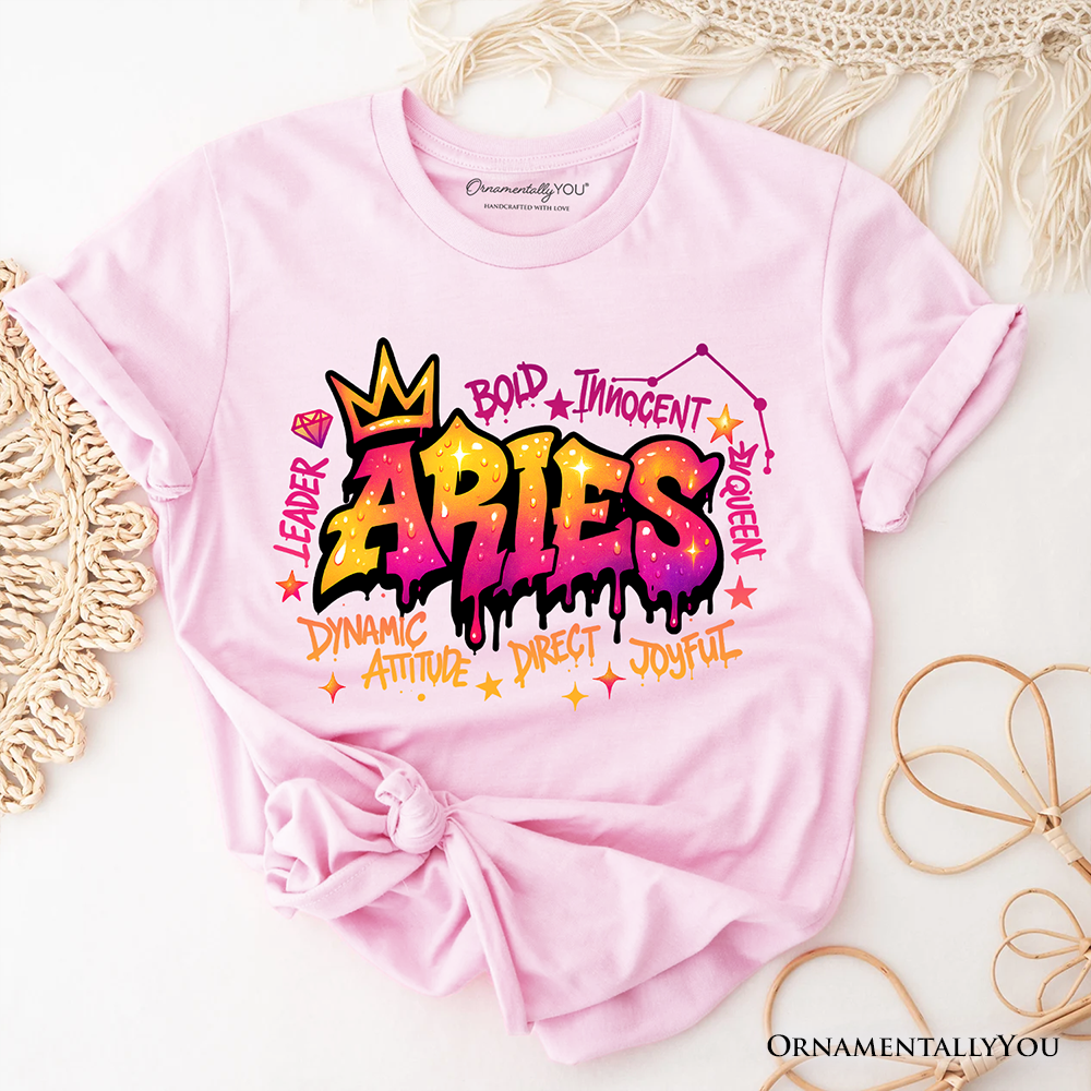 Aries Graffiti Zodiac T-Shirt, Street Style Astrology Horoscope Tee