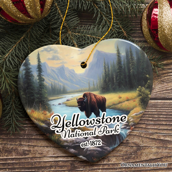Artistic Yellowstone National Park Christmas Ornament, Gift for Nature Lovers Ceramic Ornament OrnamentallyYou Heart 