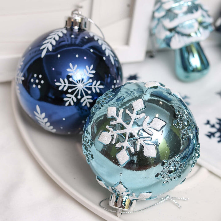 Blue and Silver Ornament Bundle Set, Owls and Glittery Winter Tree 80 Piece Set Ornament Bundle OrnamentallyYou 