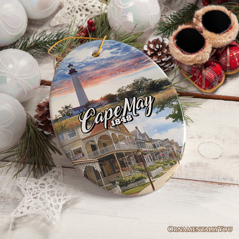 Cape May Coastal Charm Ornament, American Seaside Retreat Christmas Gift and New Jersey Souvenir Ceramic Ornament OrnamentallyYou 