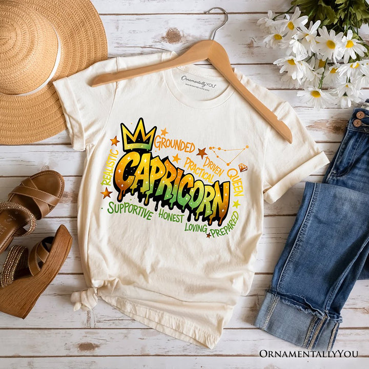 Capricorn Graffiti Zodiac T-Shirt, Street Style Astrology Horoscope Tee T-Shirts OrnamentallyYou Natural XS 