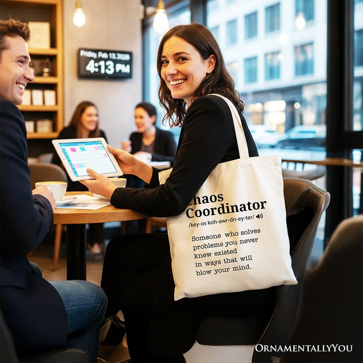 Chaos Coordinator Definition Canvas Tote Bag, Funny Gift Shopper for Busy Moms Tote Bag OrnamentallyYou 