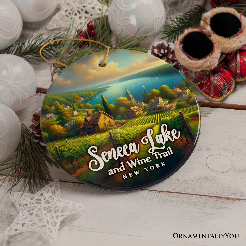 Charming Scenery of Finger Lakes New York Ornament, Seneca Lake and Wine Trail Christmas Gift and Travel Souvenir