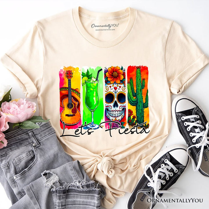 Cinco De Mayo Brushstroke Mexican T-Shirt, Let’s Fiesta Guitar Margarita Skull Cactus Tee T-Shirts OrnamentallyYou Natural XS 