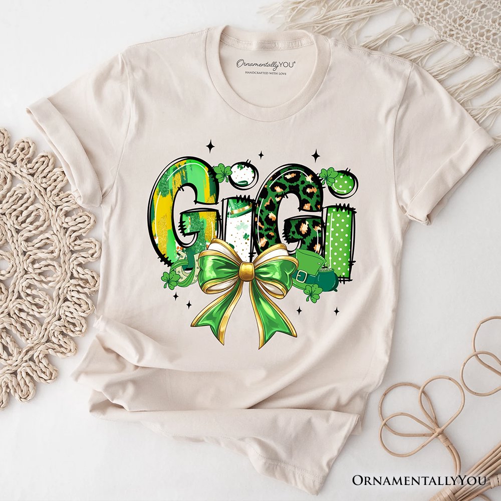 Coquette Gigi Bow St Patrick’s Day T-Shirt, Green Lucky Shamrock Clover Tee T-Shirts OrnamentallyYou Natural XS 