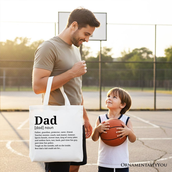 Dad Definition Canvas Tote Bag, Funny Fathers Day Gift Shopper Tote Bag OrnamentallyYou 