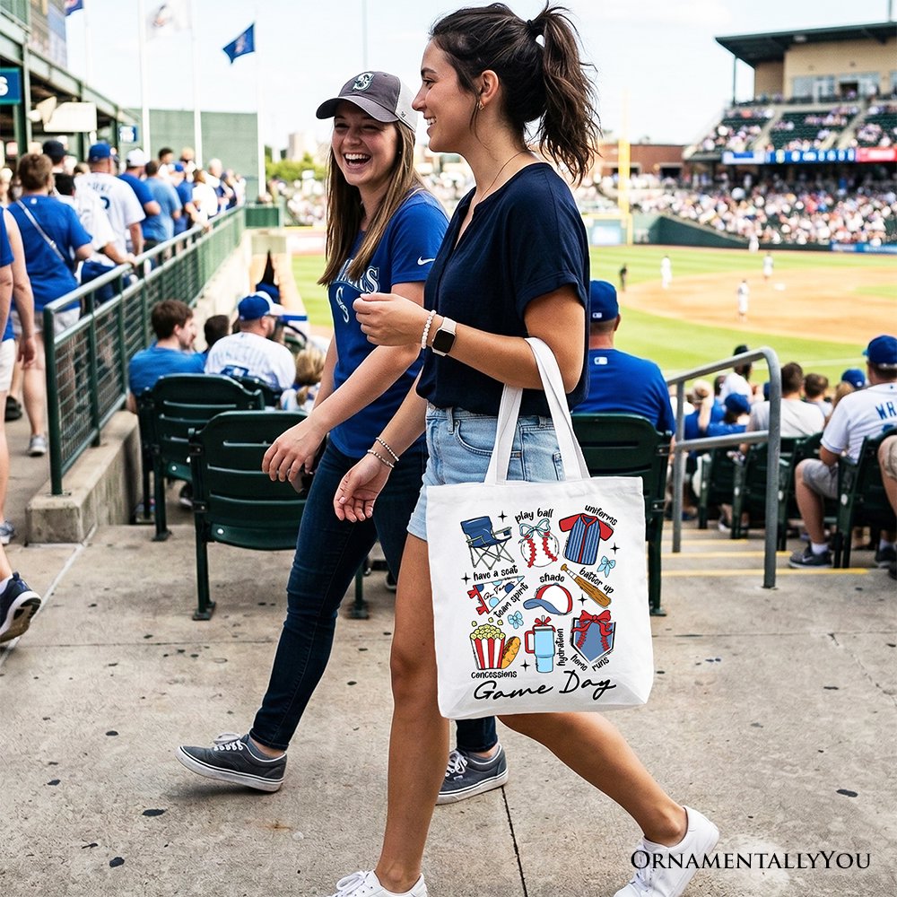 Game Day Baseball Tote Bag, Gift Shopper for Sports Fans Tote Bag OrnamentallyYou 