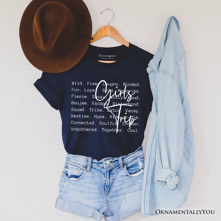 Girls Trip Words T-Shirt, Besties Vacation Memories Tee T-Shirts OrnamentallyYou Navy XS 
