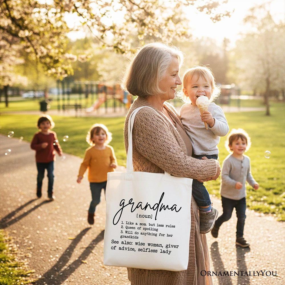 Grandma Definition Canvas Tote Bag, Funny Gift Shopper for Nana Tote Bag OrnamentallyYou 