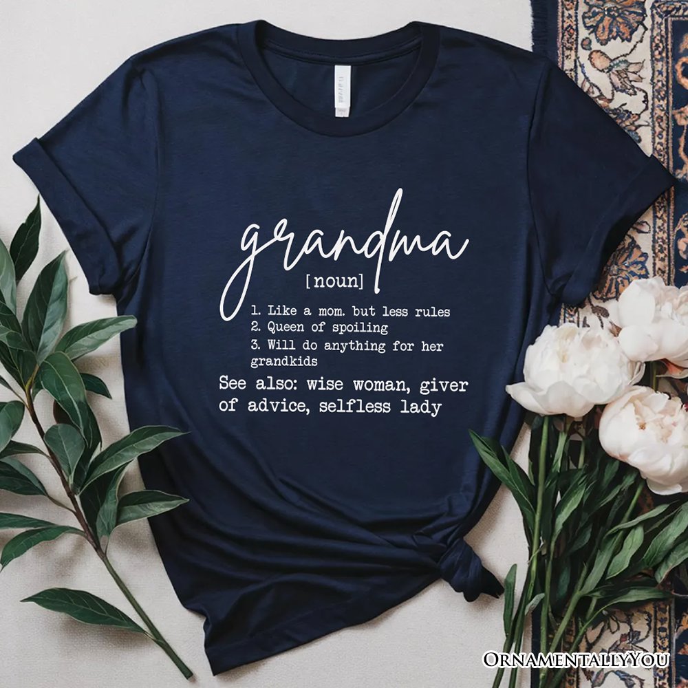 Grandma Definition T-Shirt, White, Natural, Navy and Black Funny Tee for Grandmothers T-Shirts OrnamentallyYou Navy XS 