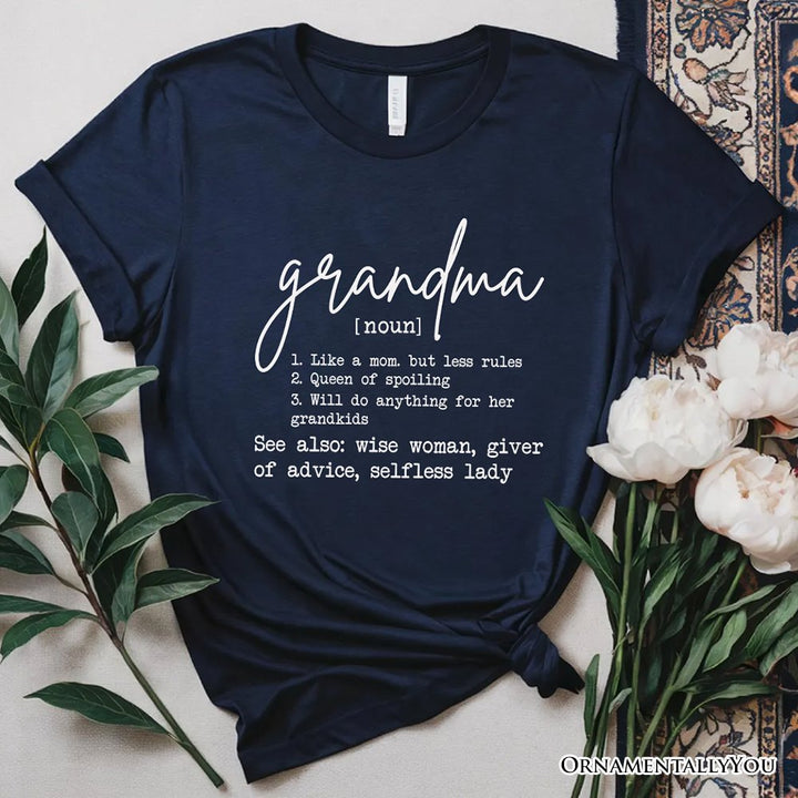 Grandma Definition T-Shirt, White, Natural, Navy and Black Funny Tee for Grandmothers T-Shirts OrnamentallyYou Navy XS 