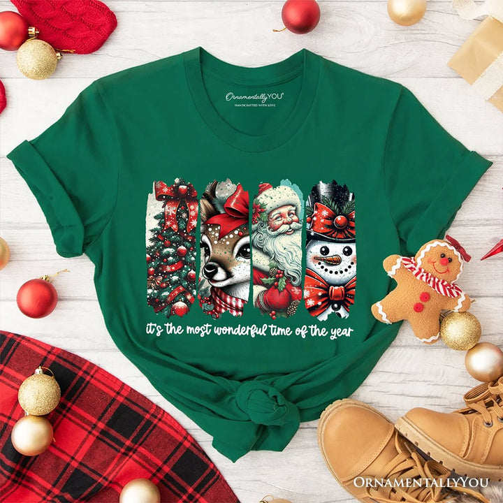 It's Most Wonderful Time Of The Year T‑Shirt, Reindeer, Santa, Snowman Vintage Tee for Christmas T-Shirts OrnamentallyYou Evergreen XS 