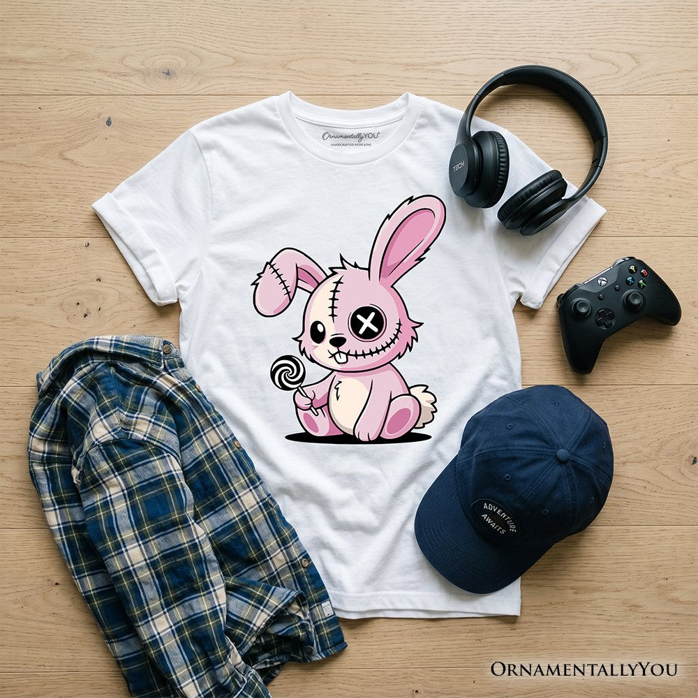 Kids Pink Zombies Bunny Cute T-Shirt, Cute Gothic Youth Halloween Tee Kid's T-Shirts OrnamentallyYou White XS 