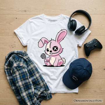Kids Pink Zombies Bunny Cute T-Shirt, Cute Gothic Youth Halloween Tee Kid's T-Shirts OrnamentallyYou White XS 