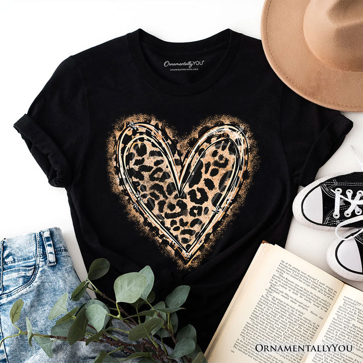 Leopard Heart Valentine T-Shirt, Watercolor Love Tee