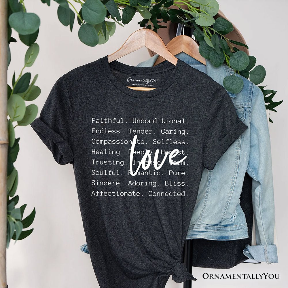 Love Definition Words T-Shirt, Minimalist Valentine Inspirational Love Tee T-Shirts OrnamentallyYou Gray XS 