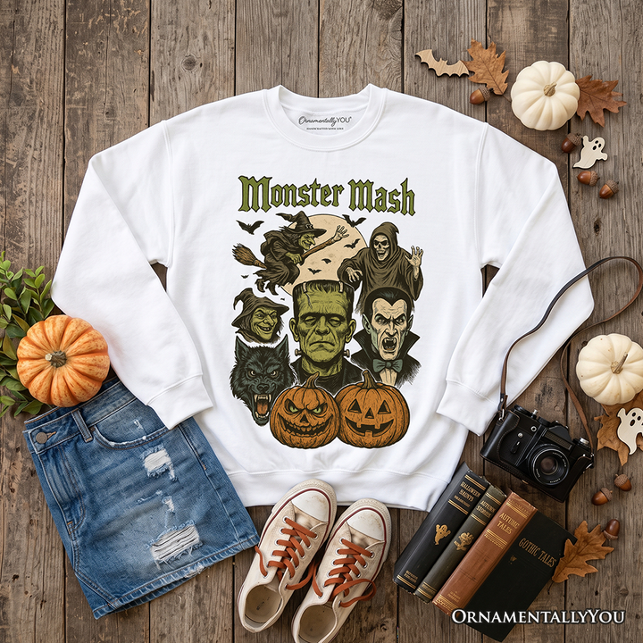 Monster Mash Classic Sweatshirt, Halloween Monsters Sweater for The Spooky Season