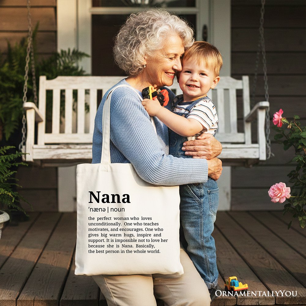 Nana Definition Canvas Tote Bag, Funny Grandmother Gift Shopper Tote Bag OrnamentallyYou 