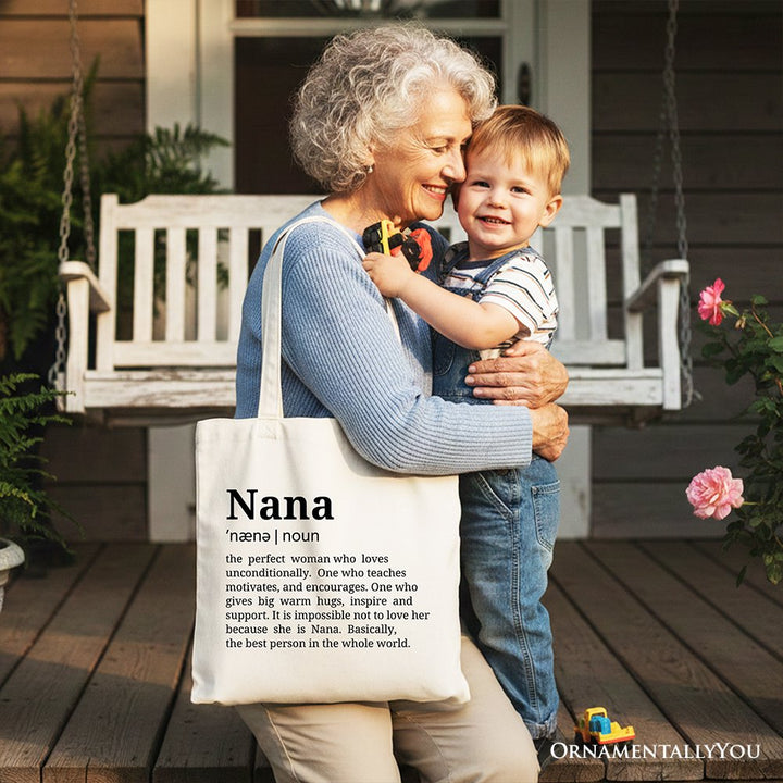 Nana Definition Canvas Tote Bag, Funny Grandmother Gift Shopper Tote Bag OrnamentallyYou 