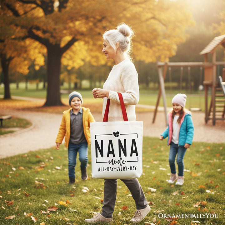 Nana Mode Canvas Tote Bag, All Day Every Day Gift Shopper for Grandma Tote Bag OrnamentallyYou 