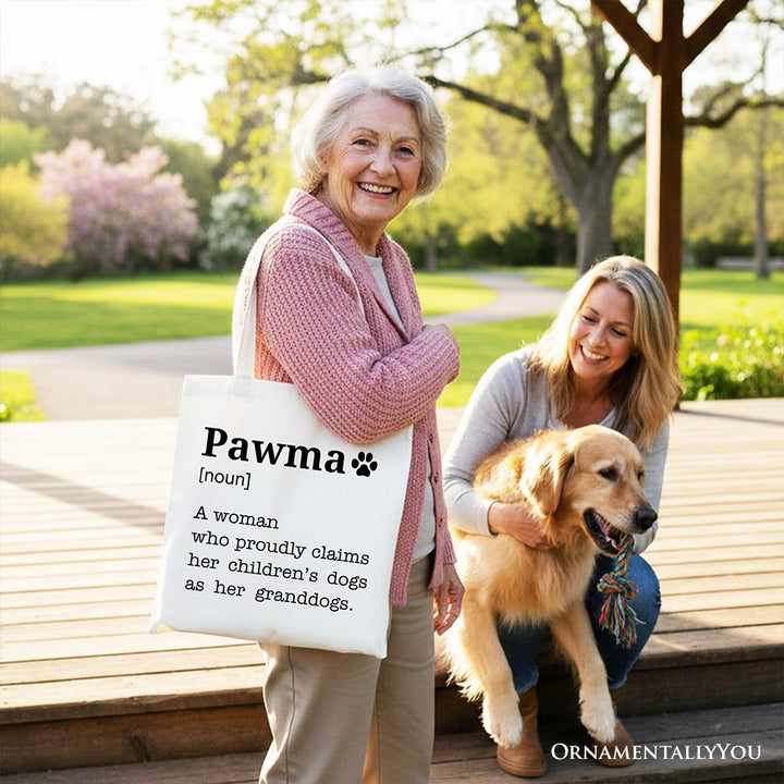 Pawma Definition Canvas Tote Bag, Funny Dog Lovers Mom Gift Shopper Tote Bag OrnamentallyYou 