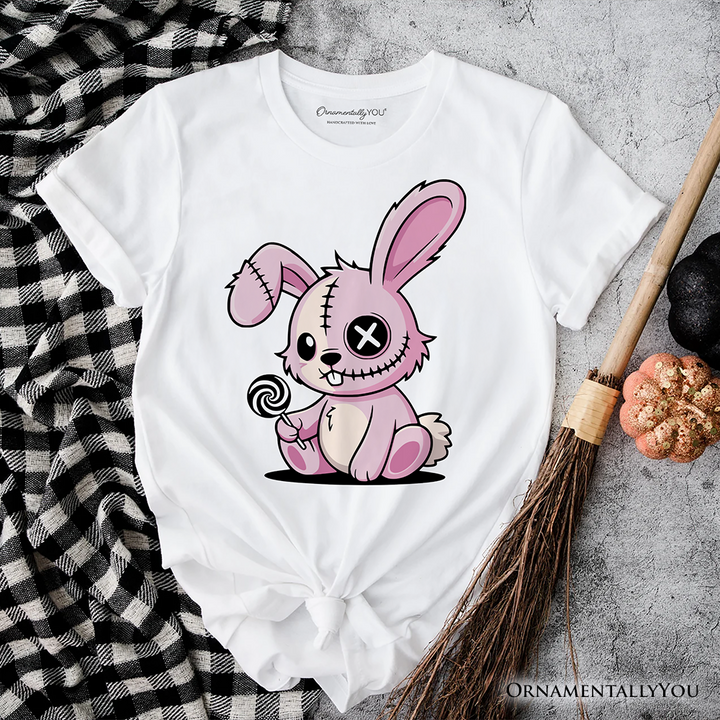 Pink Zombies Bunny Cute T-Shirt, Cute Gothic Halloween Tee