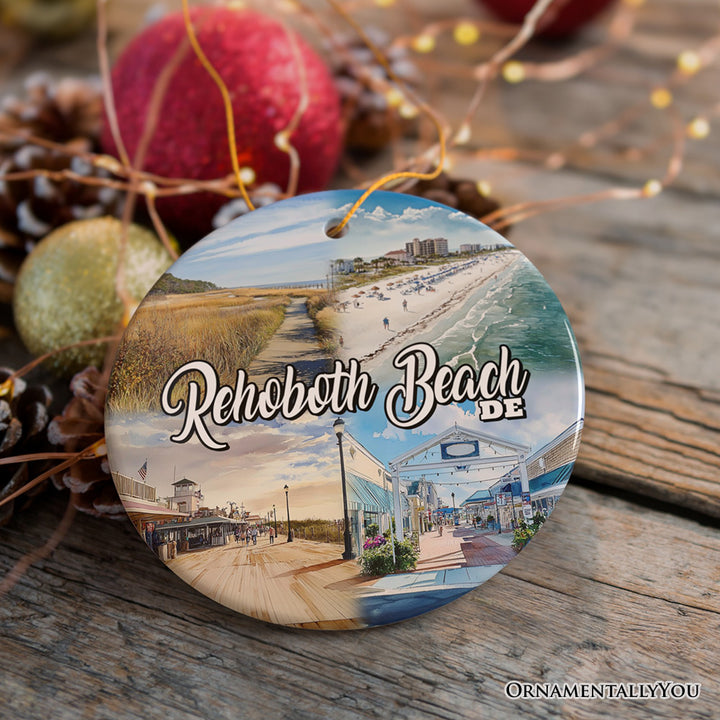 Rehoboth Beach Ceramic Ornament, Delaware Coastal Christmas Gift and Souvenir