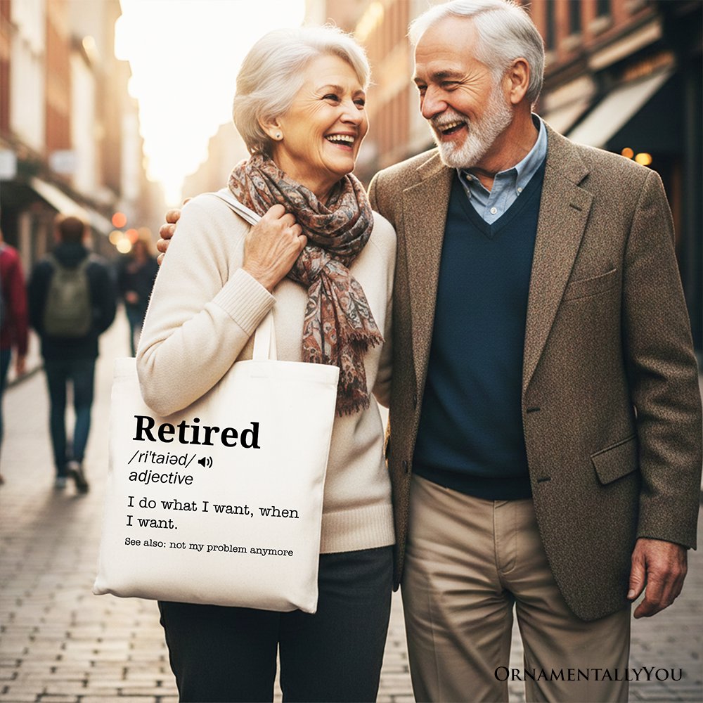 Retired Definition Canvas Tote Bag, Funny Retirement Gift Shopper for New Retirees and Unbothered Legends Tote Bag OrnamentallyYou 