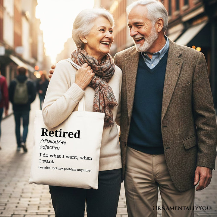 Retired Definition Canvas Tote Bag, Funny Retirement Gift Shopper for New Retirees and Unbothered Legends Tote Bag OrnamentallyYou 