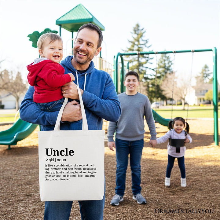 Uncle Definition Canvas Tote Bag, Funny Family Gift Shopper Tote Bag OrnamentallyYou 