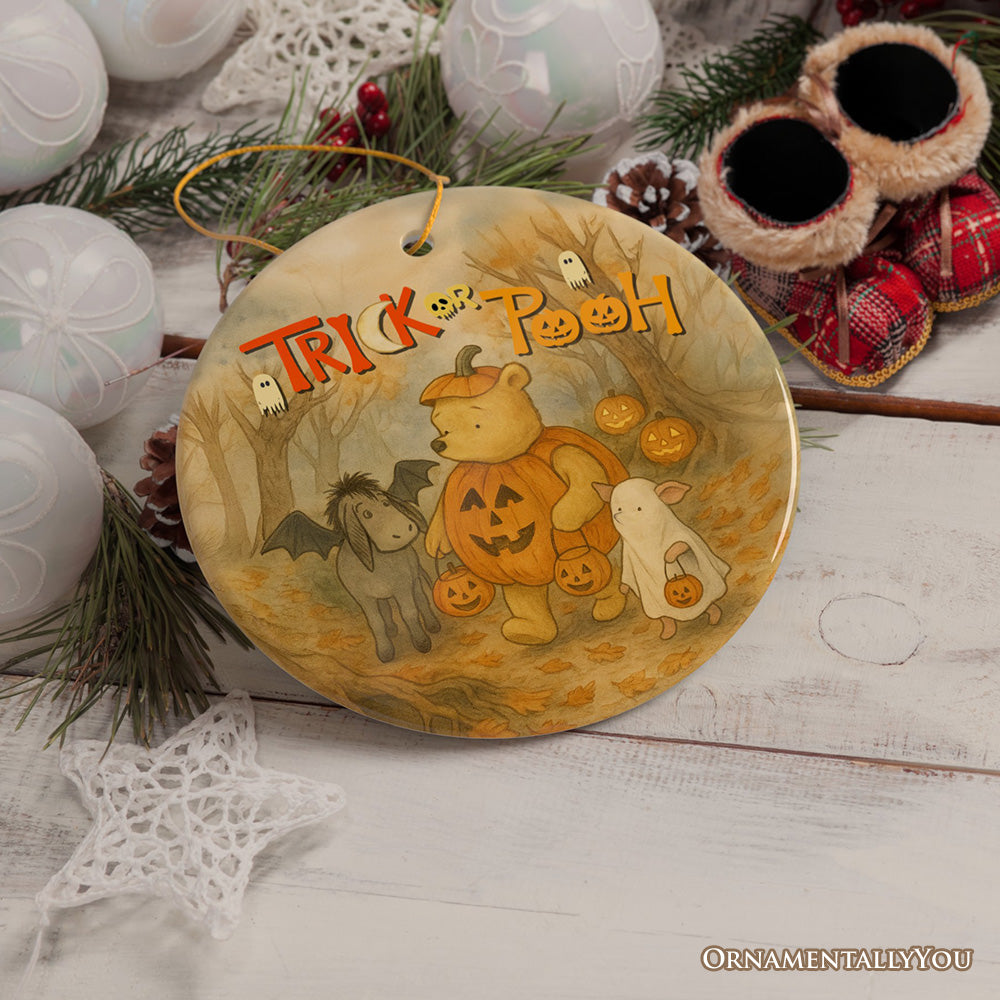 Vintage Trick or Pooh Ornament, Pooh Bear and Friends in Halloween Costume Tree Decor and Keepsake