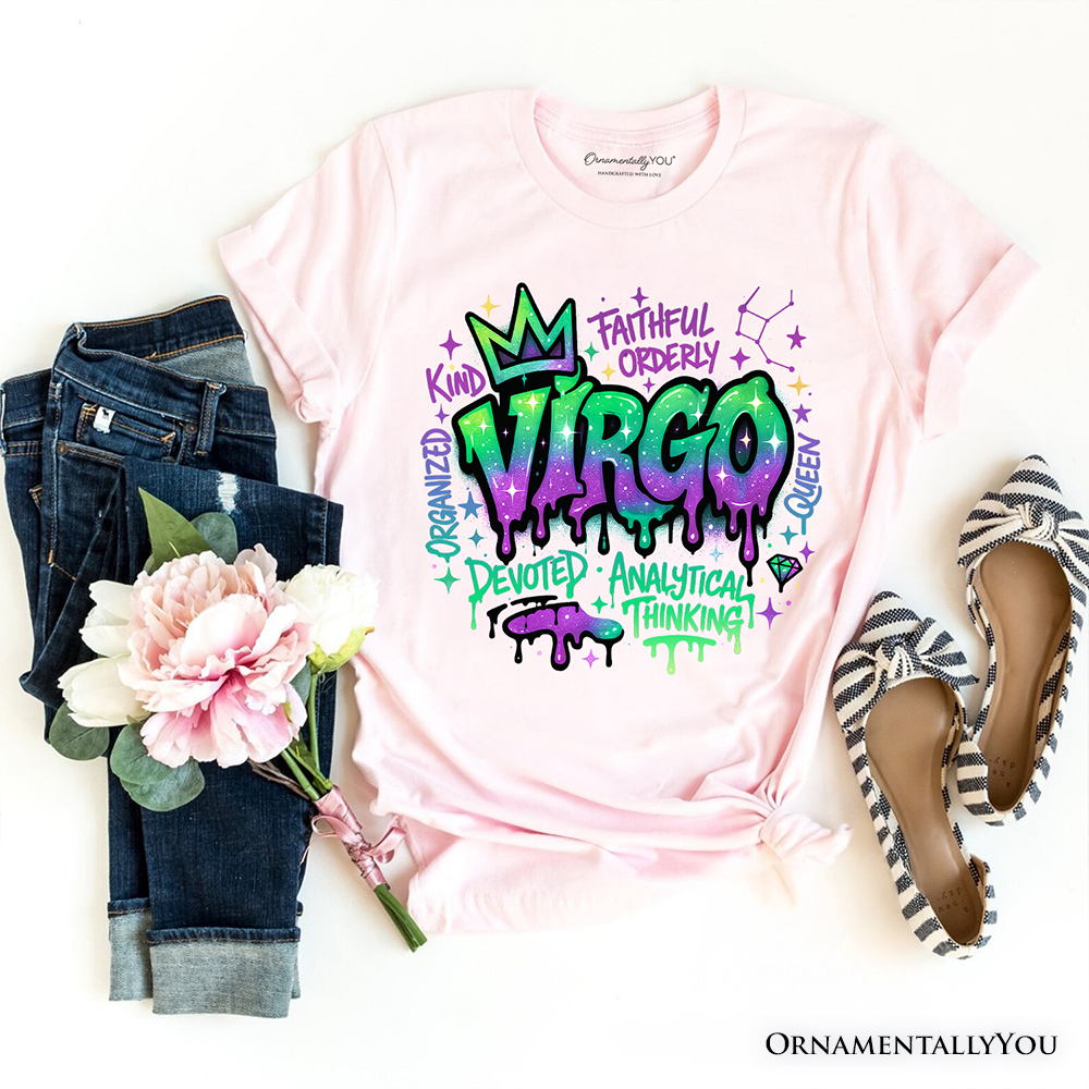 Virgo Graffiti Zodiac T-Shirt, Street Style Astrology Horoscope Tee