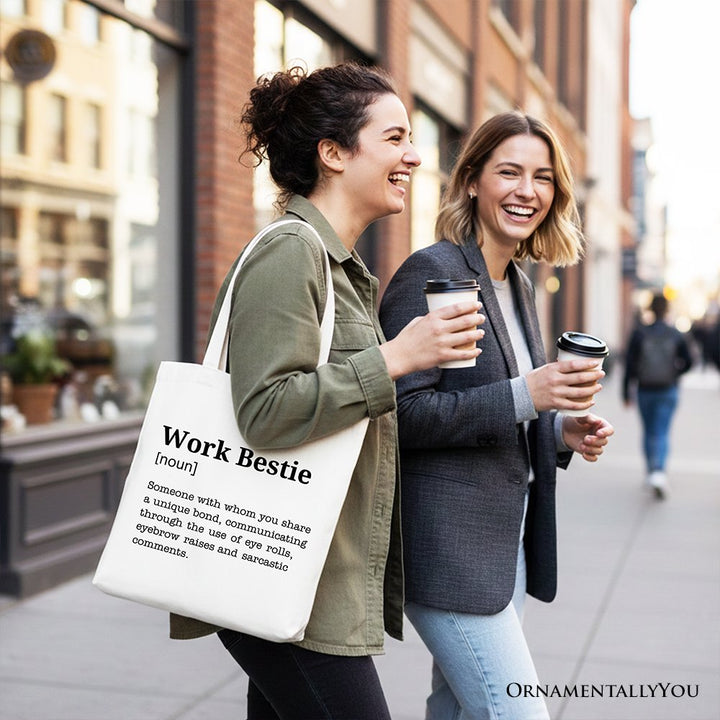 Work Bestie Definition Canvas Tote Bag, Funny Gift Shopper for Office Best Friends Tote Bag OrnamentallyYou 