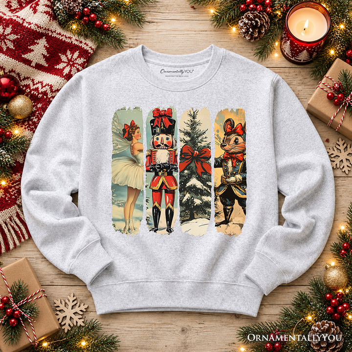 Ballet and Nutcracker Christmas Sweatshirt, Coquette Bow and Mouse Vintage Holiday Sweater