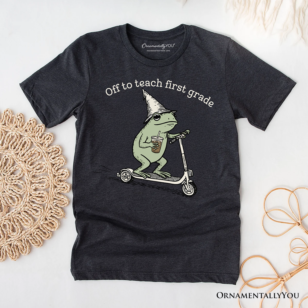 Off to Teach First Grade Frog T-Shirt, Funny Teachers Tee