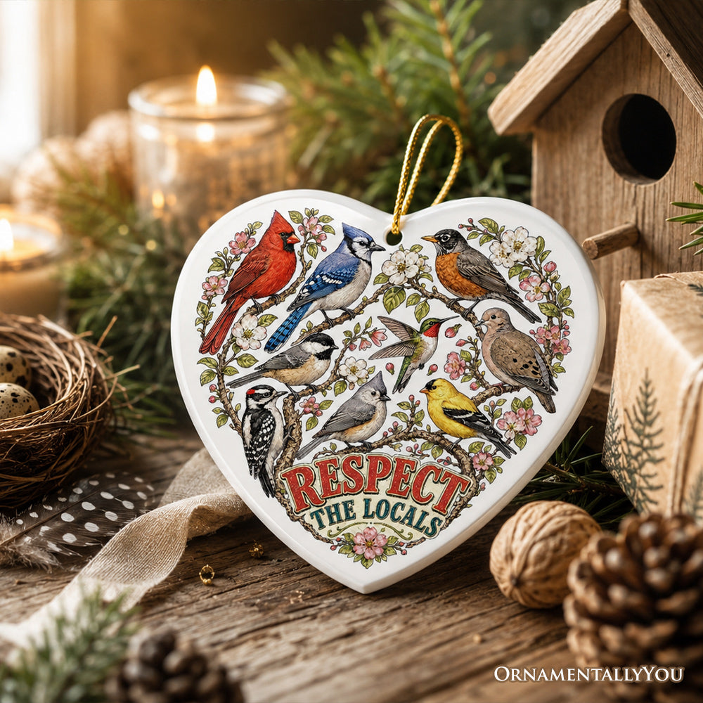 Respect The Locals Mountain Animals Ornament, Vintage Forest Wildlife Gift and Souvenir