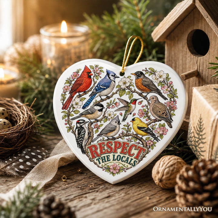 Respect The Locals Mountain Animals Ornament, Vintage Forest Wildlife Gift and Souvenir