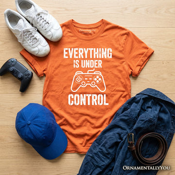 Kids Everything Is Under Control Gamer T-Shirt, Funny Youth Video Game Controller Tee Kid's T-Shirts OrnamentallyYou Safety Orange XS 