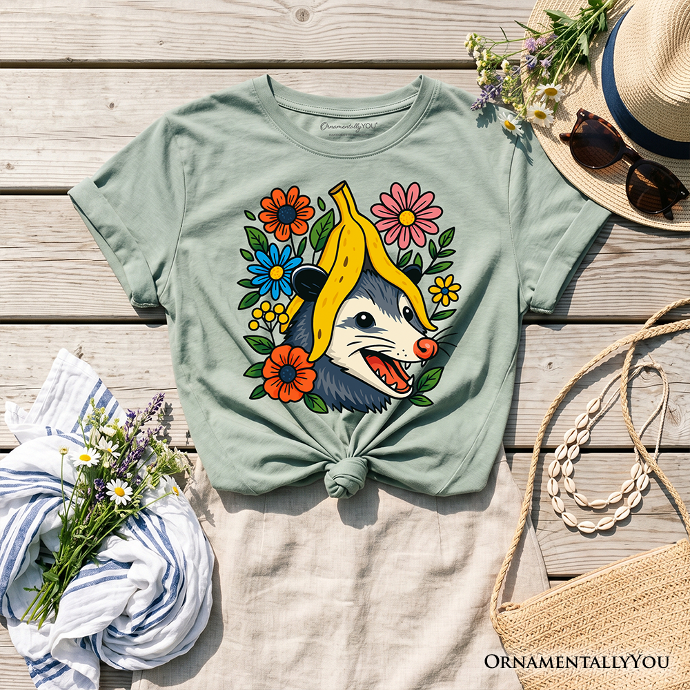 Banana Possum Floral Kids T-Shirt, Funny Animal Tee for Youth Girls