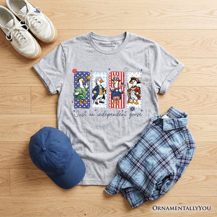 Kids Just An Independent Goose Patriotic T-Shirt, Funny Youth 4th of July Tee Kid's T-Shirts OrnamentallyYou Sport Gray XS 