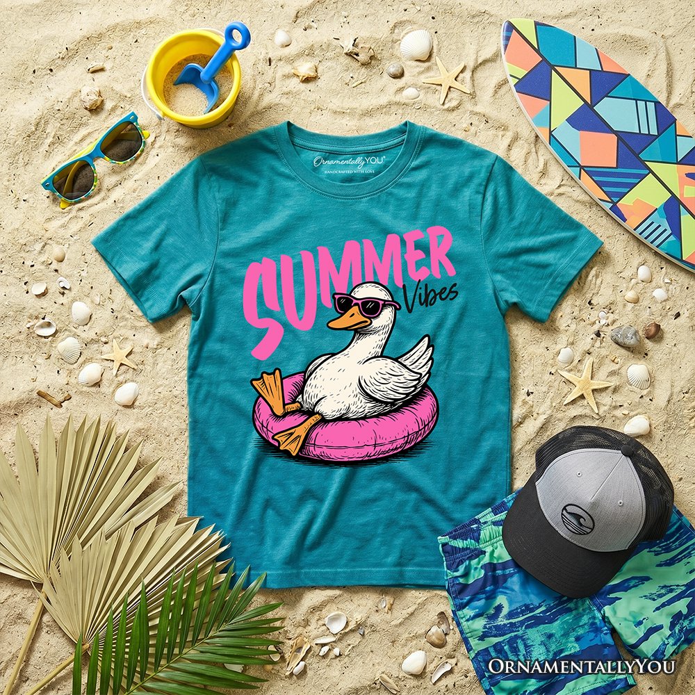 Kids Summer Vibes Goose T-Shirt, Funny Beach Vacation Youth Tee Kid's T-Shirts OrnamentallyYou Tropical Blue XS 