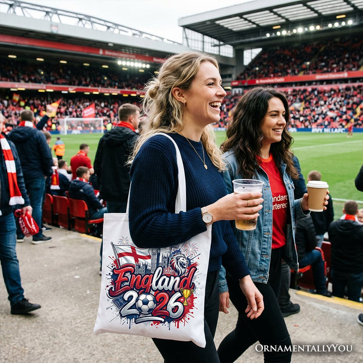 England 2026 Soccer Cup Global Championship Tote Bag, Fans Football Gift Shopper Tote Bag OrnamentallyYou 