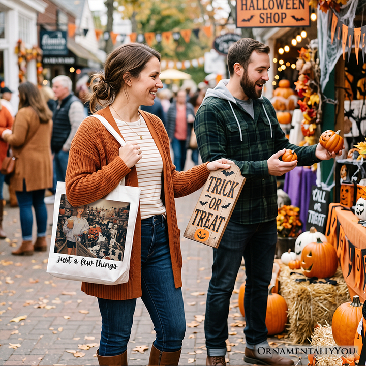 Just a Few Things Halloween Shopping Tote Bag, Funny Spooky Season Decor Lover Gift Shopper