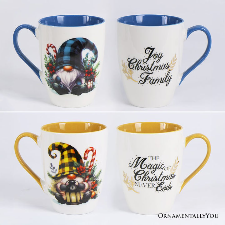 (Pre-Order) Cheerful Holiday Gnome Eclectic Ceramic Mug Set of 4, Christmas Coffee Cups for a Tableware Gift Mug Sets OrnamentallyYou 