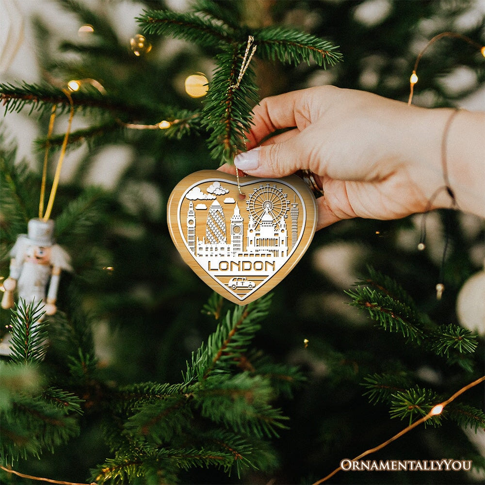 London City Unique Paper Art Themed Ceramic Christmas Ornament Ceramic Ornament OrnamentallyYou 