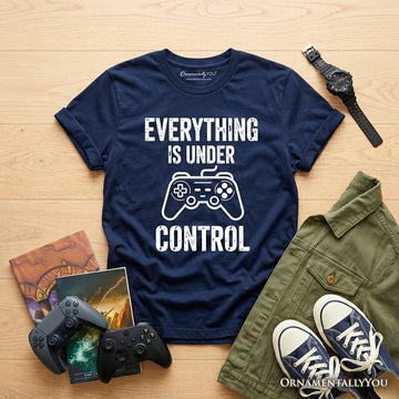 Kids Everything Is Under Control Gamer T-Shirt, Funny Youth Video Game Controller Tee Kid's T-Shirts OrnamentallyYou Navy XS 