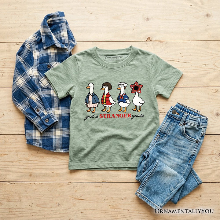 Kids Just a Stranger Goose T-Shirt, Funny Retro Youth Tee Kid's T-Shirts OrnamentallyYou Sage XS 