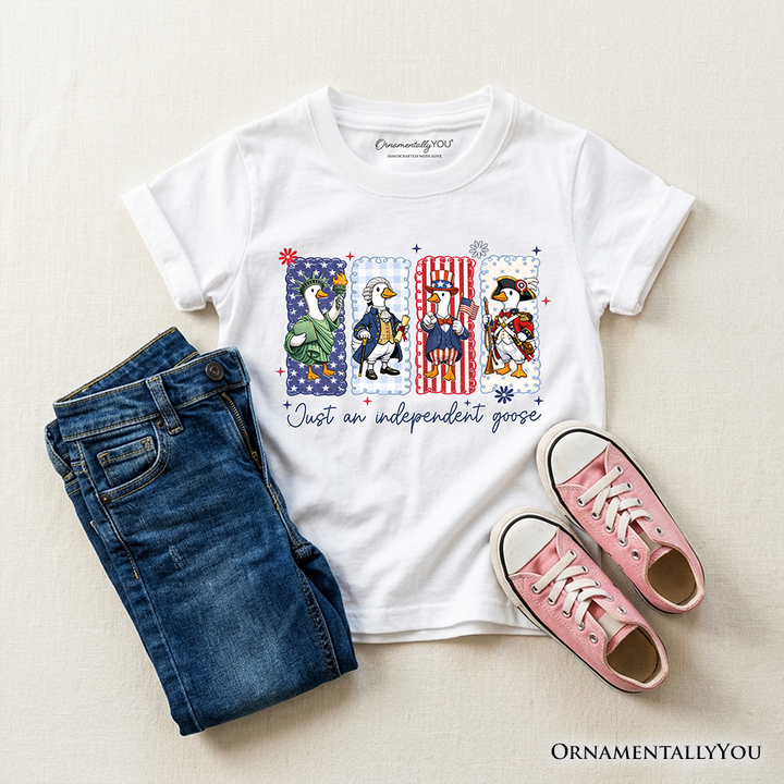 Kids Just An Independent Goose Patriotic T-Shirt, Funny Youth 4th of July Tee
