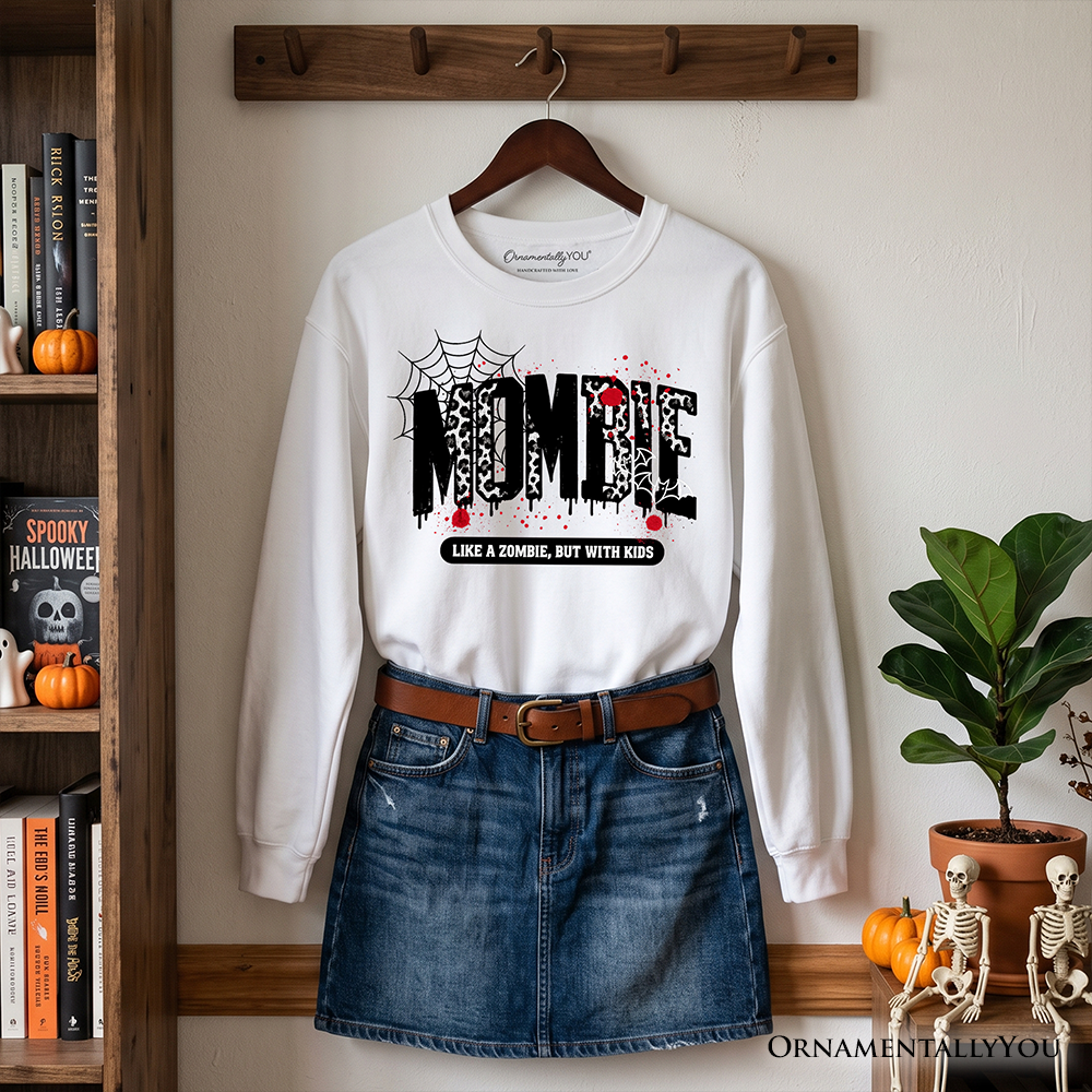 Mombie Like a Zombie Sweatshirt, Funny Halloween Mom Horror Sweater