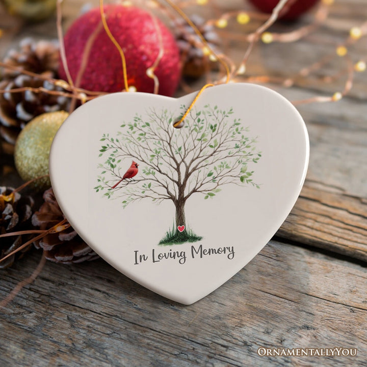 In Loving Memory of Mom and Dad Cardinal on a Tree Ornament, Heavenly Christmas Remembrance Gift Ceramic Ornament OrnamentallyYou 